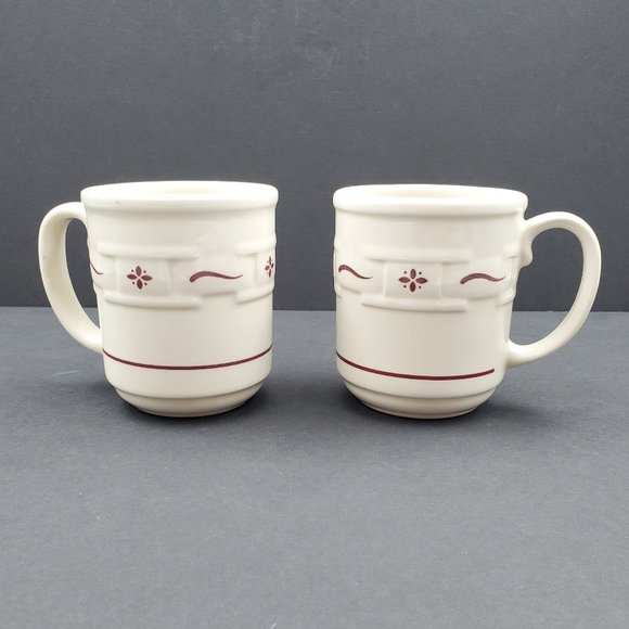 Longaberger Pottery Woven Traditions Paprika Red Coffee Mugs - Picture 1 of 8